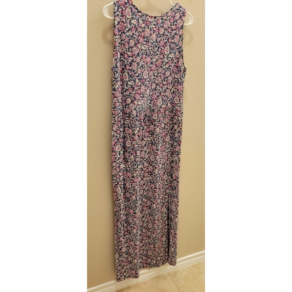 J. Jill Sleeveless Maxi Tank Dress TALL M Rounded Neck Floral